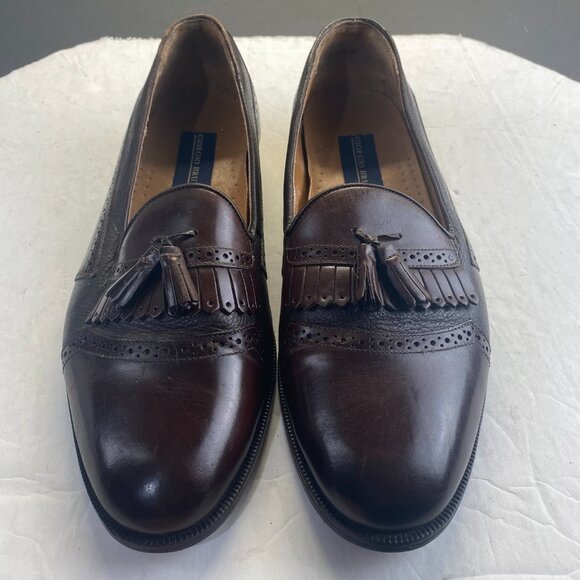 VTG Giorgio Brutini Shoes Mens Size 10D Brown Tassel Loafers Leather SlipOn 9469 main image 3